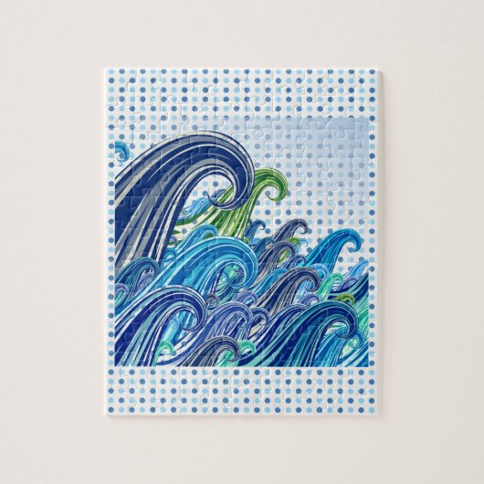 Polka Dot Waves of Blue Legpuzzel (Verticaal)