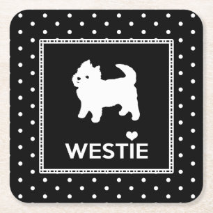Polka Dot Westie Dogs - West Highland Terriers Vierkante Kartonnen Onderzetter