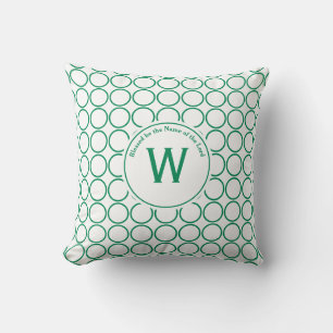 POLKA DOT White Green Gepersonaliseerd Monogram Kussen
