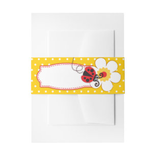 Polka dot yellow ladybug-buikband uitnodigingen wikkel