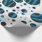 Polka Dot Zebra Black en Blue Pattern Cadeaupapier (Hoek)