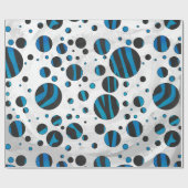 Polka Dot Zebra Black en Blue Pattern Cadeaupapier (Vlak)