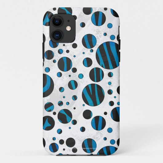 Polka Dot Zebra Black en Blue Pattern Case-Mate iPhone Case (Achterkant)