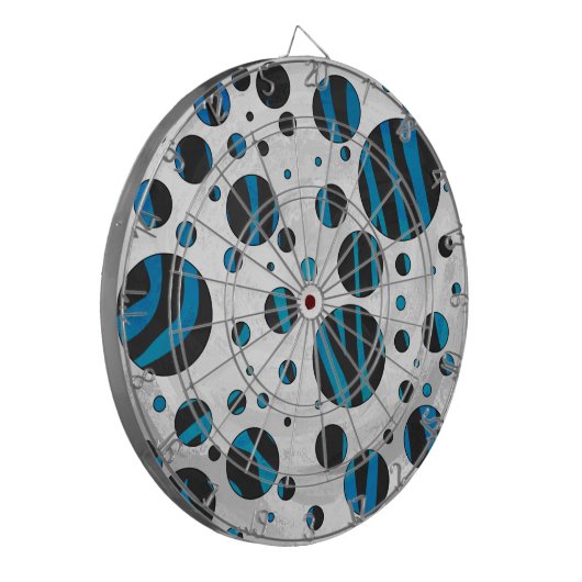 Polka Dot Zebra Black en Blue Pattern Dartbord (Voorkant Links)