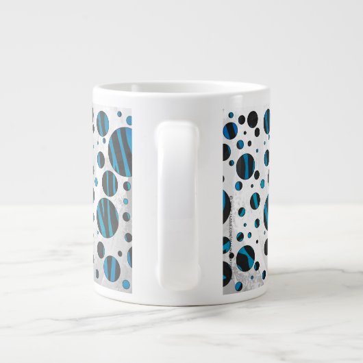Polka Dot Zebra Black en Blue Pattern Extra Grote Beker (Achterkant)