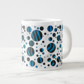 Polka Dot Zebra Black en Blue Pattern Extra Grote Beker (Voorkant rechts)