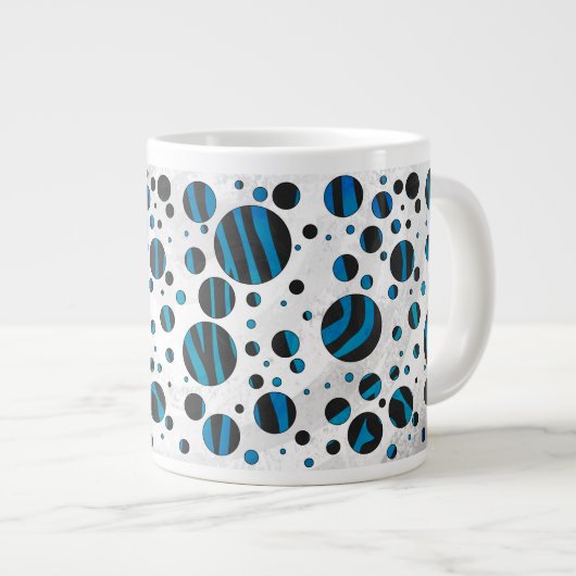 Polka Dot Zebra Black en Blue Pattern Extra Grote Beker (Voorkant rechts)