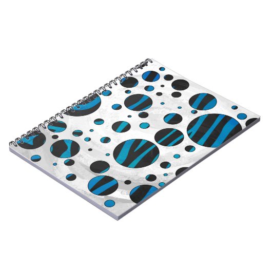 Polka Dot Zebra Black en Blue Pattern Notitieboek (Linkerzijde)