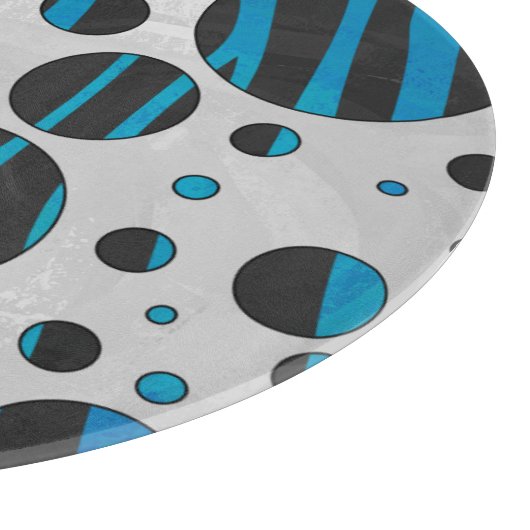 Polka Dot Zebra Black en Blue Pattern Snijplank (Hoek)
