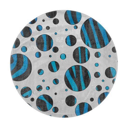 Polka Dot Zebra Black en Blue Pattern Snijplank (Voorkant)