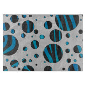 Polka Dot Zebra Black en Blue Pattern Snijplank (Voorkant)