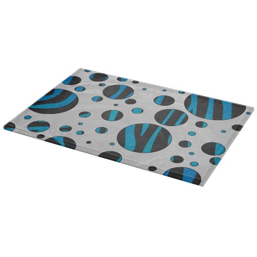 Polka Dot Zebra Black en Blue Pattern Snijplank (Hoek)