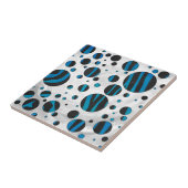 Polka Dot Zebra Black en Blue Pattern Tegeltje (Zijkant)