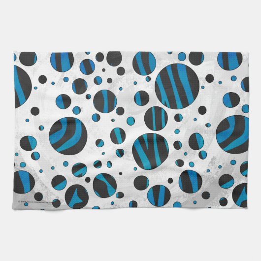 Polka Dot Zebra Black en Blue Pattern Theedoek (Horizontaal)