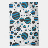 Polka Dot Zebra Black en Blue Pattern Theedoek (Verticaal)