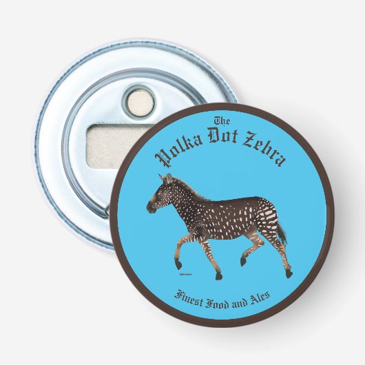 Polka Dot Zebra English Pub Button Flesopener (Voorkant)