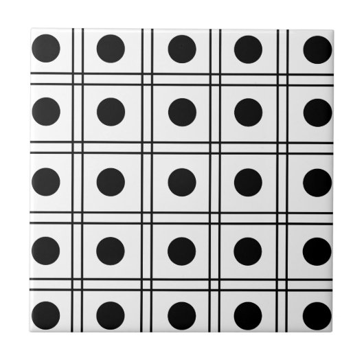 Polka Dot Zwart-wit Check Pattern Tegeltje (Voorkant)