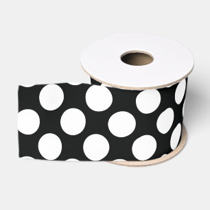 Polka Dot (zwart & wit) Elke maat Grosgrain Lint