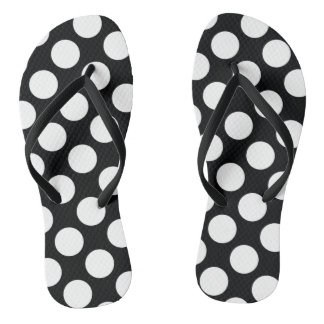 Polka Dot (zwart & wit) Elke maat  Teenslippers