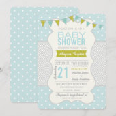 Polka Dota et Chevron - Invitation Baby shower (Devant / Derrière)