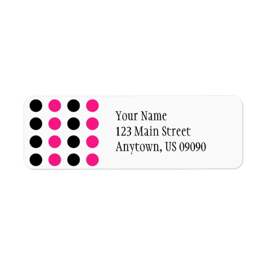 Polka Dots Adreslabel (Hot Pink / Black) Etiket (Voorkant)