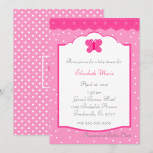 Polka Dots and Butterfly Baby shower Kaart