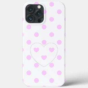 Polka Dots and Hearts 4 - Weiß - schattig meisje- iPhone 13 Pro Max Hoesje