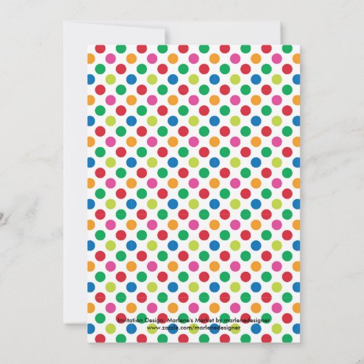 Polka Dots and Pet Afstuderen Invitation Kaart (Achterkant)