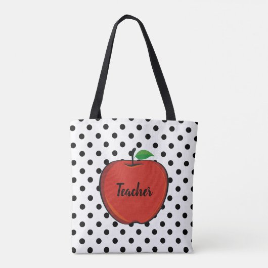 Polka Dots and Red Apple Canvas tassen (Achterkant)