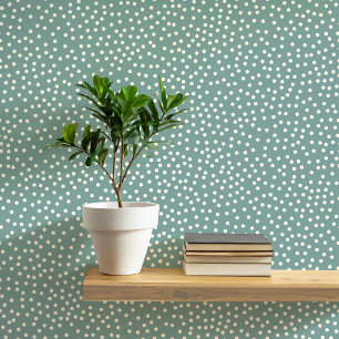 Polka Dots and Spots Cream op Sage Green Behang