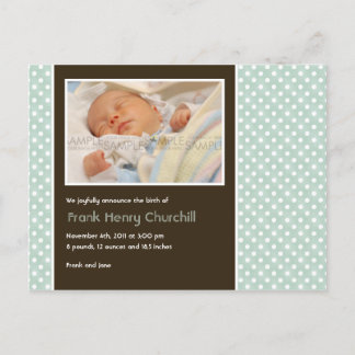 Polka Dots Aqua/Brown · Aankondiging Baby