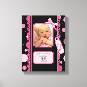 Polka Dots Baby Girl Canvas Afdruk