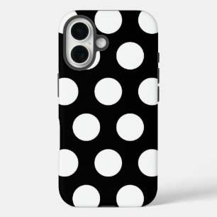 Polka Dots Black en White iPhone 16 Hoesje