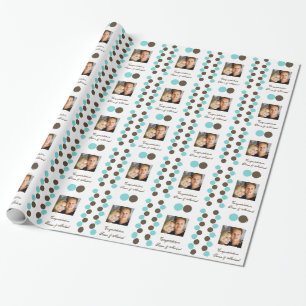 Polka dots blauw bruin foto cadeaupapier