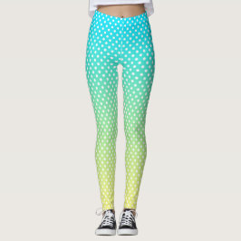 Polka Dots Blauwgroen gele gradiënt Leggings