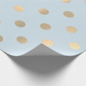 Polka Dots Blue Champaigne Gold Cadeaupapier (Hoek)
