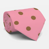 Polka Dots Brown op Roze Stropdas (Opgerold)