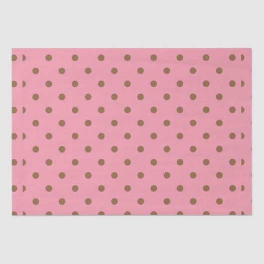 Polka Dots Brown op Roze Tissuepapier (Voorkant)