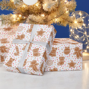 Polka Dots Bruin en Wit Vakantie Kerstmis Cadeaupapier