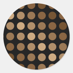 Polka dots bruin op zwart ronde sticker