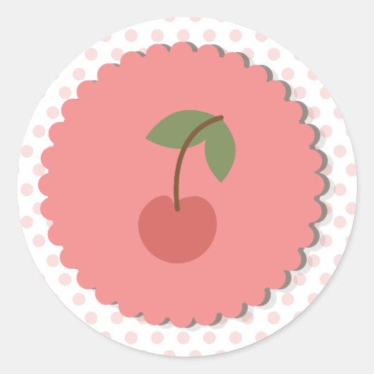 Polka Dots & Cherry Cupcake Topper/Sticker Ronde Sticker (Voorkant)