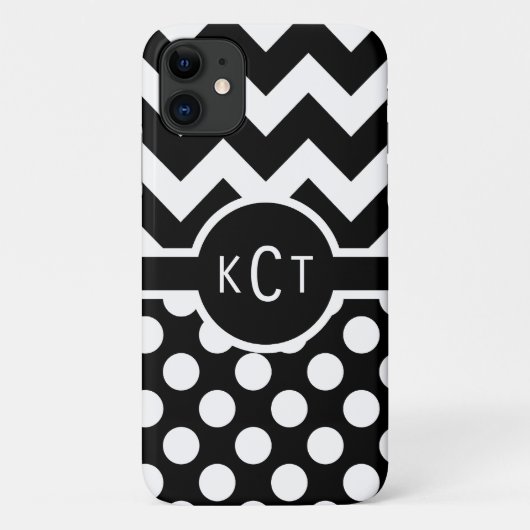 Polka Dots Chevron Pattern Monogram Case-Mate iPhone Case (Achterkant)