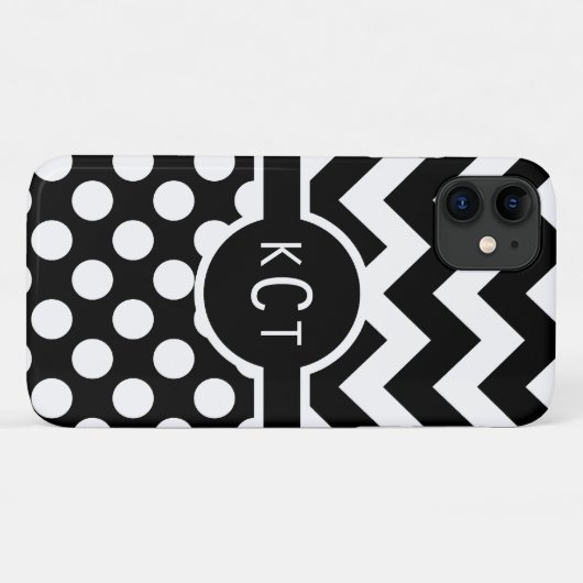 Polka Dots Chevron Pattern Monogram Case-Mate iPhone Case (Achterkant (horizontaal))