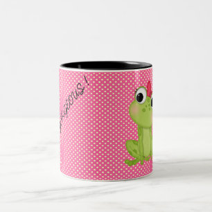 Polka Dots, Cute Froggy-Motivatie bericht Tweekleurige Koffiemok