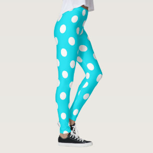 Polka dots cyaan hex code 00E3F4 Leggings