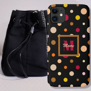 Polka Dots - diverse formaten zwart - warme kleure iPhone 11 Hoesje
