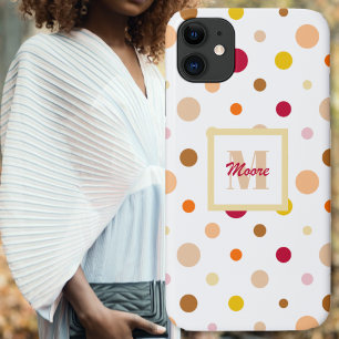 Polka Dots - Diverse witte maten - Warm kleuren iPhone 11 Hoesje