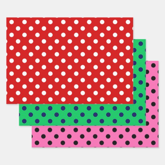 Polka Dots Dotted DIY Patroon & Achtergrond Kleure Inpakpapier Vel (Set)