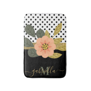 Polka Dots en Bloemen Badmat