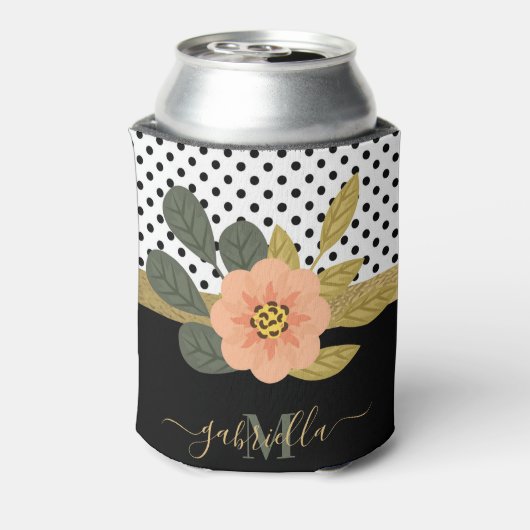 Polka Dots en Bloemen Blikjeskoeler (Blikje Achterkant)